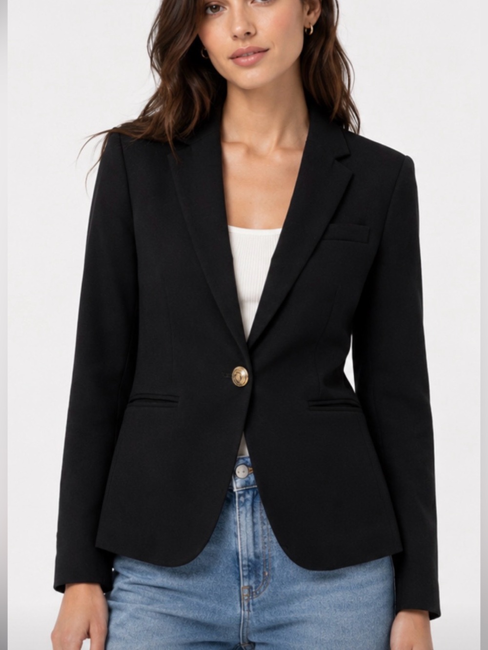 JCrew Campbell wool Blazer with Gold buttons in Black Size 4